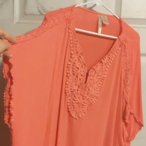 Coral Batwing Poncho Top